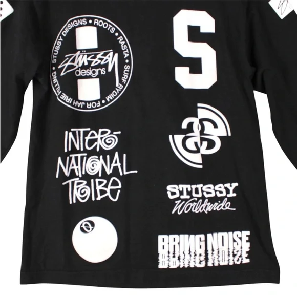 Vintage 90s Stussy Black Long Sleeve Graphic T Shirt Mens Size S Skull Logo